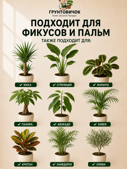 Грунтовичок Грунт для фикуса и пальм, 3л, 3 л, фото 3