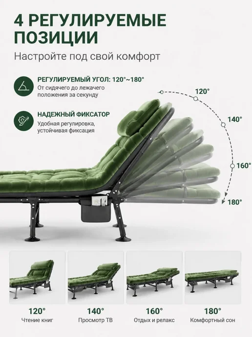 mircamping Раскладушка с матрасом взрослая для сна до 150 кг, 150 кг, фото 2