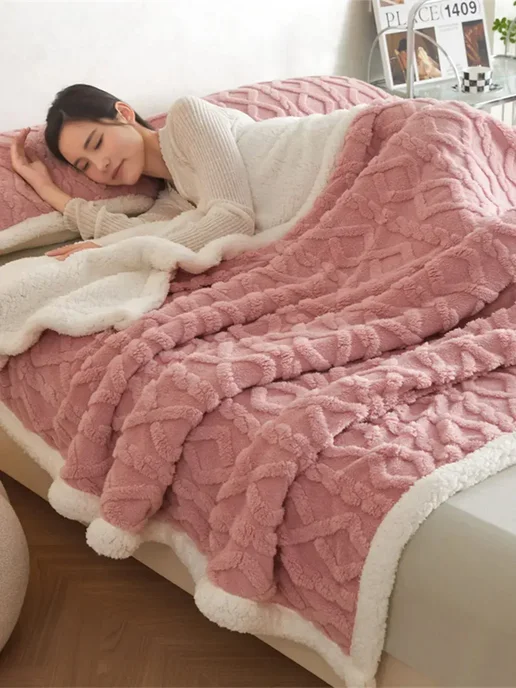 ikea-home Плед 200х220 пушистый теплый на кровать диван плюшевый, 200x220, фото 2