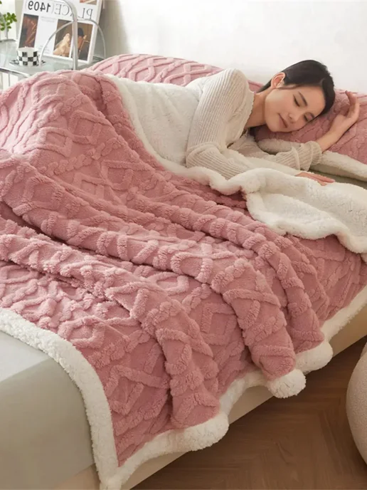 ikea-home Плед 200х220 пушистый теплый на кровать диван плюшевый, 200x220, фото 3