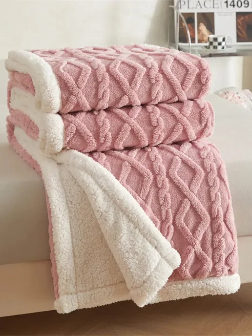 ikea-home Плед 200х220 пушистый теплый на кровать диван плюшевый, 200x220, фото 5