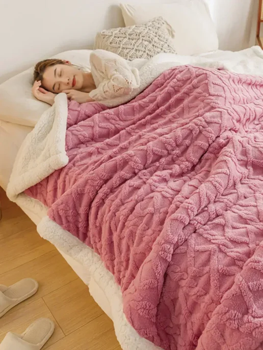 ikea-home Плед 200х220 пушистый теплый на кровать диван плюшевый, 200x220, фото 7
