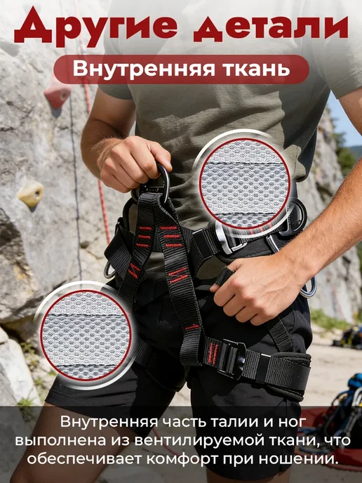 Обвязка альпинистская, размер Универсальный, черный, фото 4