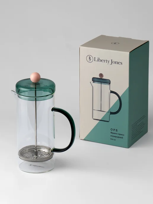 Liberty Jones Френч-пресс 900 мл Orb стеклянный для чая и кофе, 900 мл, фото 5