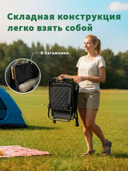 mircamping Стулья туристические со спинкой для рыбалки и отдыха, черный, фото 8