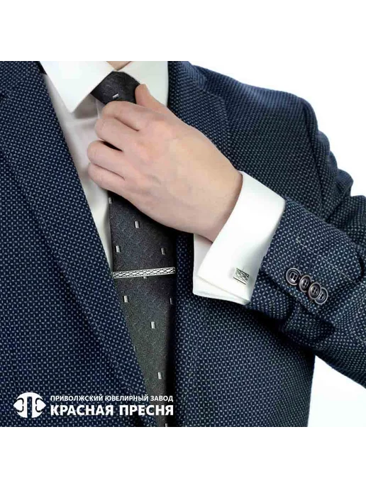 ЗАО Красная Пресня Зажим для галстука с орнаментом серебряный, серебристый, фото 3