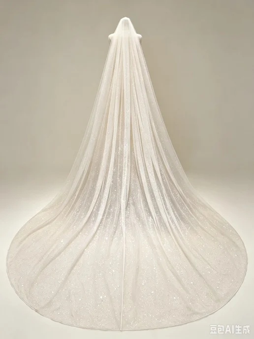 Длинная фата кремовая, кружево с пайетками70*150cm, розовый, фото 3