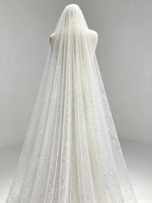 Длинная фата кремовая, кружево с пайетками70*150cm, розовый, фото 5
