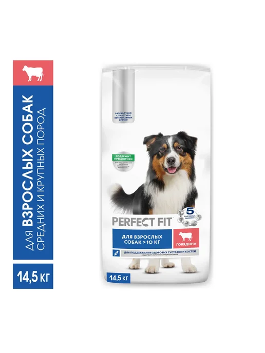 Сухой корм PERFECT FIT Перфект Фит для собак, говядина, 14,5 кг