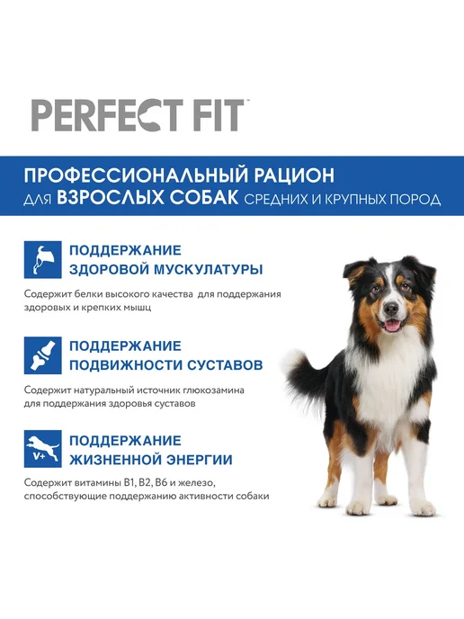 Сухой корм PERFECT FIT Перфект Фит для собак, говядина, 14,5 кг, фото 4