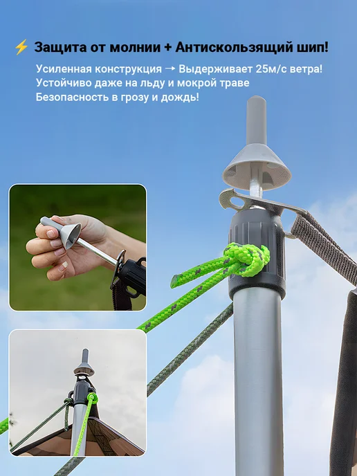 Стойки для тента и палатки туристические телескопические 2шт, 2 шт, фото 8