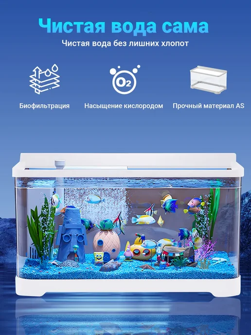 Акваника аквариум с подсветкой и фильтром для рыбок, 16 л, фото 3