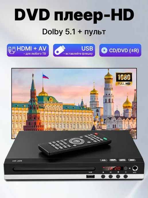 DVD-плеер 4K HD 1080P Поддержка Подключения HDMI, вариант
