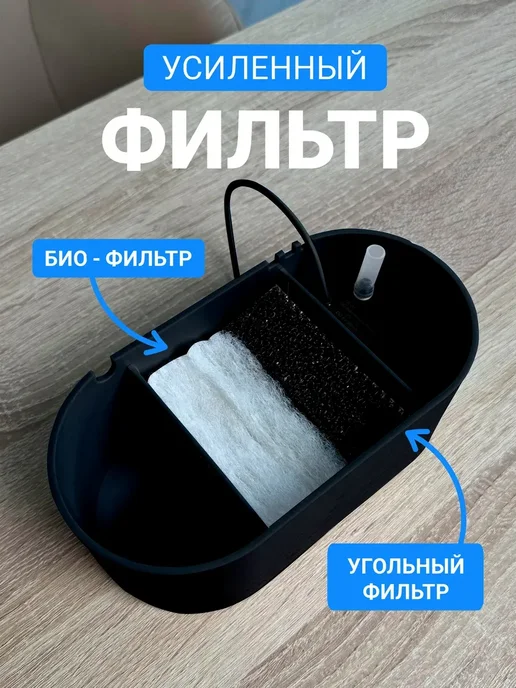 Акваника Аквариум с подсветкой насосом и фильтром, черный, фото 3