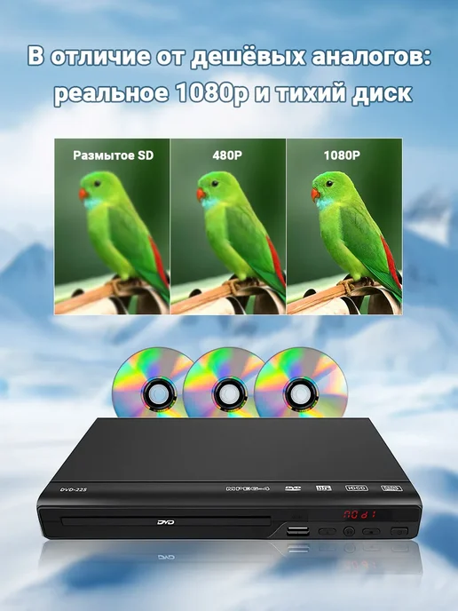 Akenori Портативный DVD-плеер с поддержкой чтения через USB, вариант, фото 3