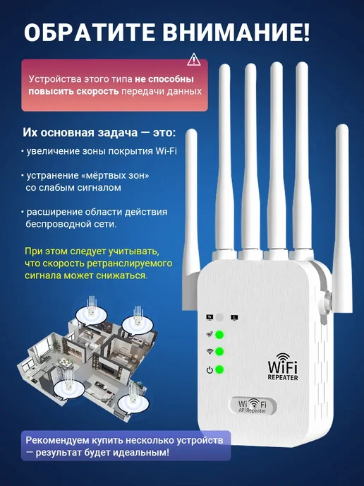 Усилитель беспроводного Wi-Fi сигнала репитер, белый, фото 8