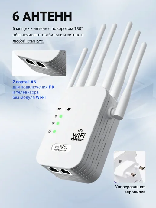 Усилитель вайфай, репитер wifi, белый, фото 3