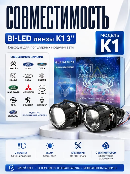 LED противотуманные фары Vesta, Granta FL, Рено,MOS5 K1 линз, вариант, фото 2