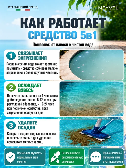 Meyvel Cредство 5в1 для бассейна универсальное 1л, 10 л, фото 4