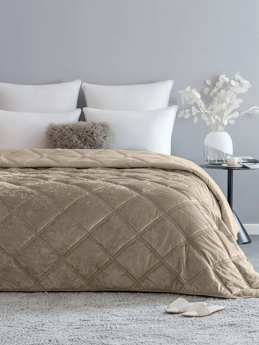 CASSIA Покрывало на кровать на диван 220х240 Бархат, 180x220