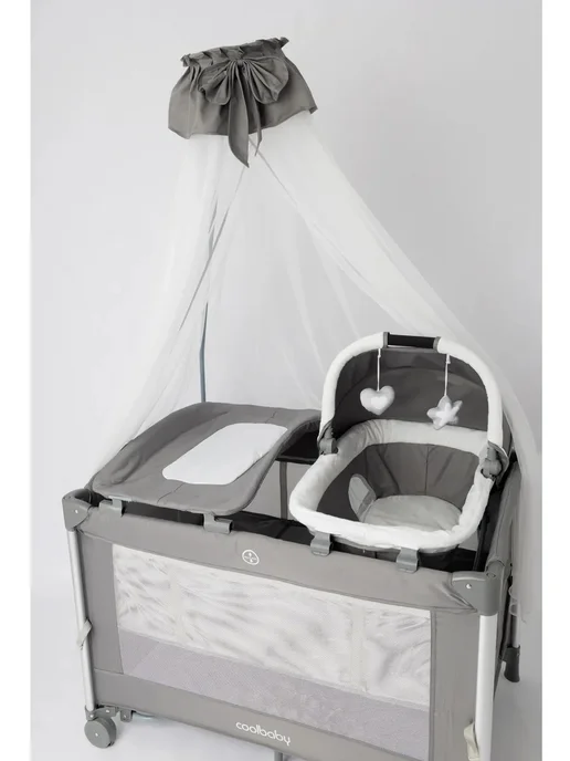 Cool Baby Приставная кроватка для новорожденного, серый, фото 8