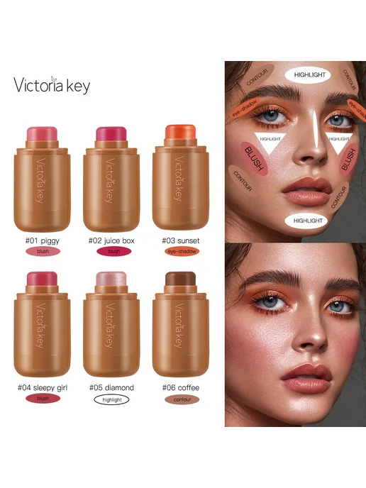 Нет бренда Румяна для лица Blush Stick кремовые, вариант, фото 7