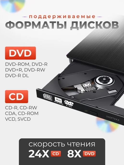 Внешний дисковод для ноутбука оптический привод компьютера U, вариант, фото 3