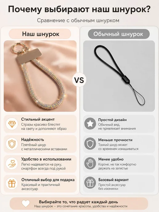 Шнурок ремешок для телефона на руку со стразами,разноцветный, вариант, фото 2