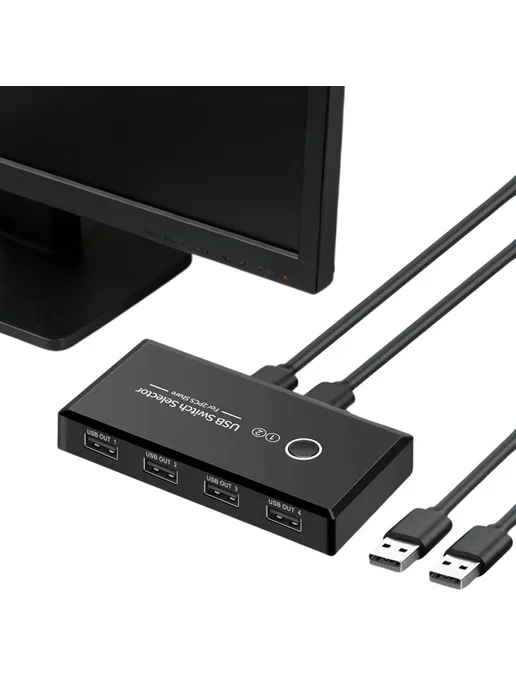 USB 2.0 коммутатор для 2 устройств, 4 порта, мышь клавиатура, вариант, фото 4