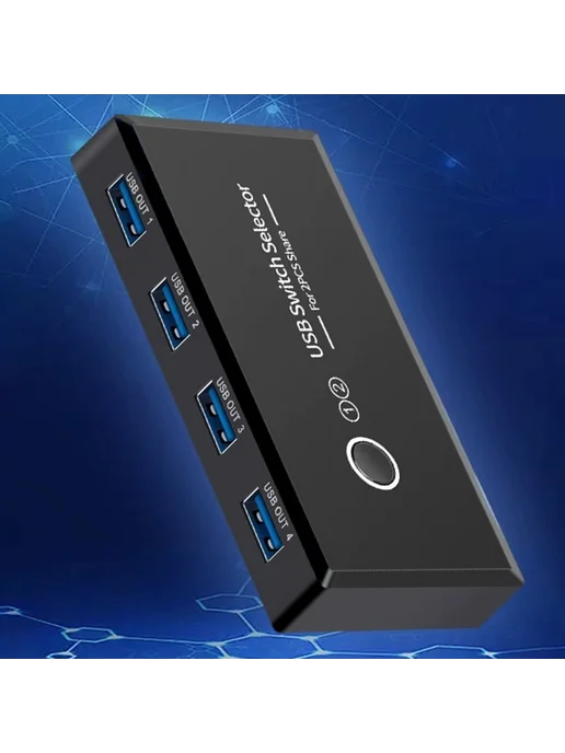 USB 2.0 коммутатор для 2 устройств, 4 порта, мышь клавиатура, вариант, фото 6