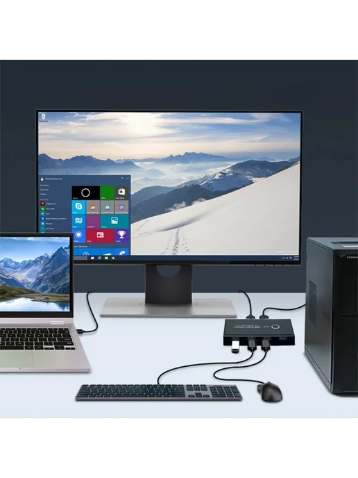 USB 2.0 коммутатор для 2 устройств, 4 порта, мышь клавиатура, вариант, фото 8