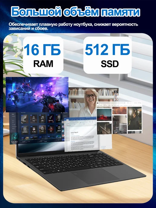 Acseuaieub 15.6" Ноутбук игровой AMD Ryzen5 16ГБ+512ГБ для игр, 16 ГБ, 512 ГБ, фото 6
