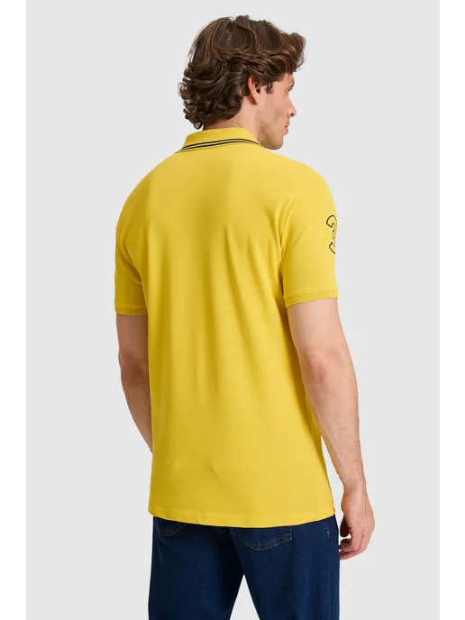 U.S. Polo Assn. Футболка-поло однотонная, желтый, фото 4