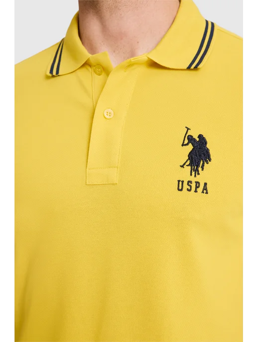 U.S. Polo Assn. Футболка-поло однотонная, желтый, фото 6