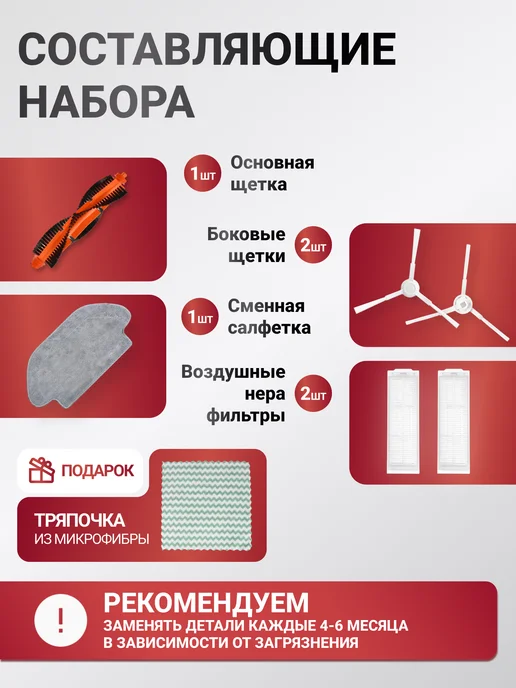 Xiaomi Фильтры и щетки для робота пылесоса Vacuum S10, 6 шт, фото 3