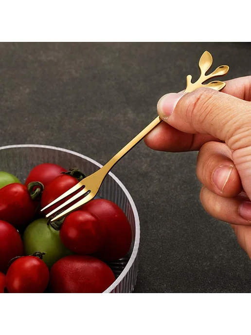 Золотые вилки для фруктов и морепродуктов, 12.3 см, золотой, фото 3