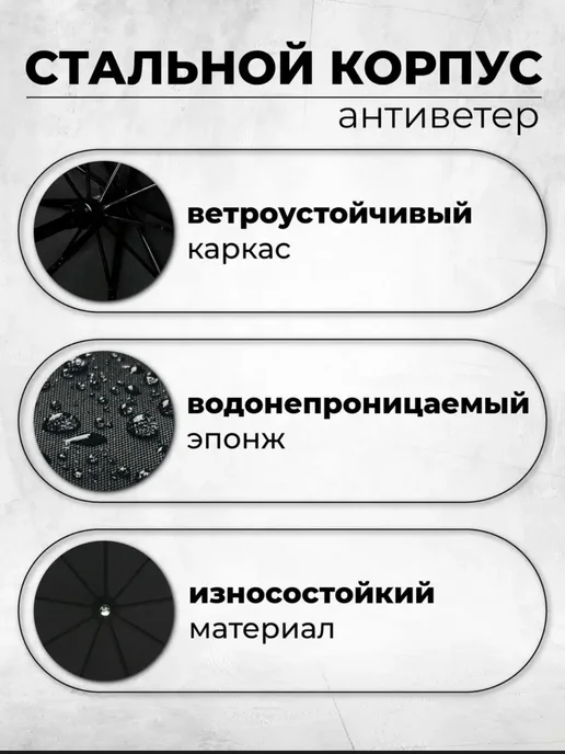 Зонт автомат антиветер большой складной 9 спиц с чехлом, синий, фото 5
