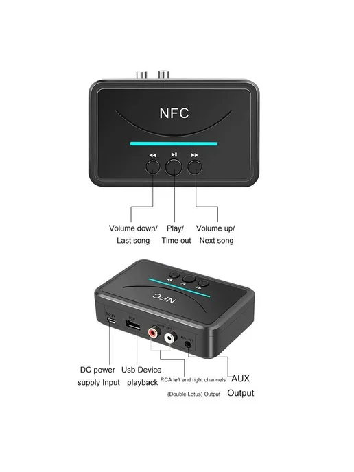 Bluetooth аудио приемник AUX 3.5 Jack RCA + USB плеер BT 200, вариант, фото 2