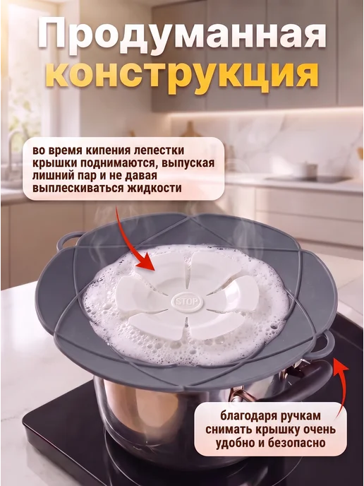 FRG-Market Крышка невыкипайка универсальная 26см непроливайка, вариант, фото 4