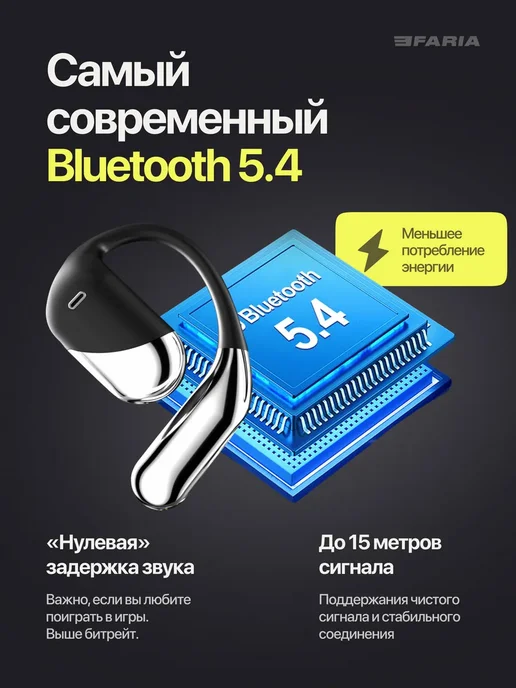 Наушники открытого типа беспроводные для спорта FARIA Q16, черный, фото 7
