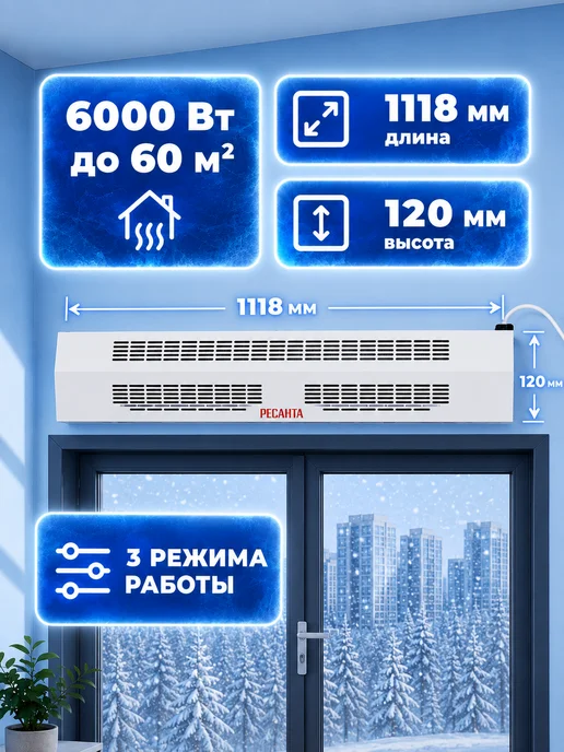 Тепловая завеса над дверью для дома с пультом ТЗ-6С — фото 3