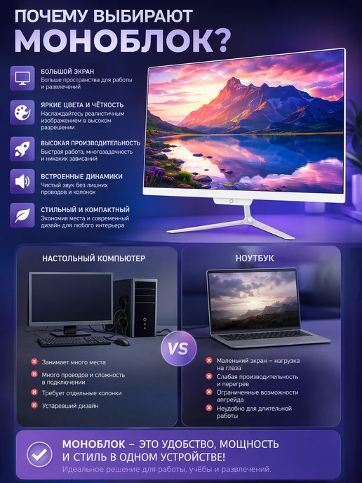 Eryhon Моноблок компьютер для пик игровой 24" Intel Core i7, белый, фото 5