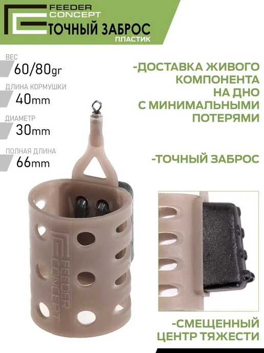 FEEDER CONCEPT Кормушки фидер. Точный заброс 60г 80г, 2шт. набор, 60 г, 80 г, фото 2