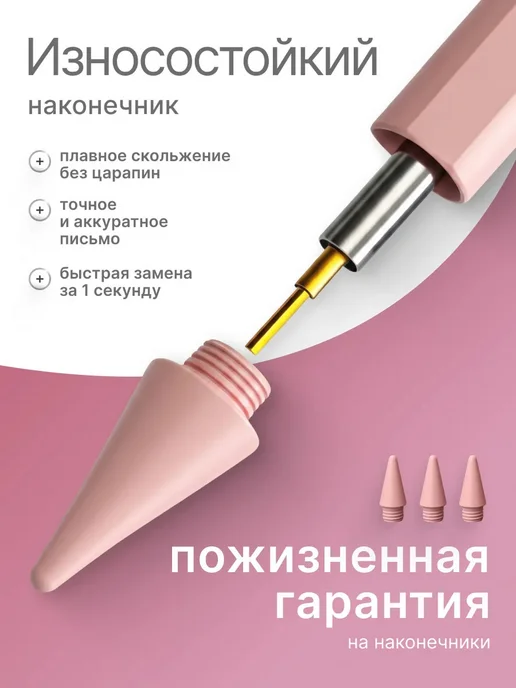 FOUND Стилус для iPad с дисплеем заряда Apple Pencil, розовый, фото 8