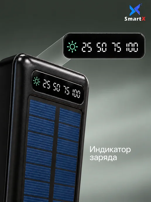 SmartX Внешний аккумулятор 50000 mAh с солнечной панелью Power Bank, 50000 мАч, фото 3