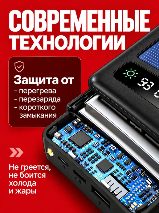 SmartX Внешний аккумулятор 50000 мАч с солнечной панелью Power Bank, 50000 мАч, фото 6