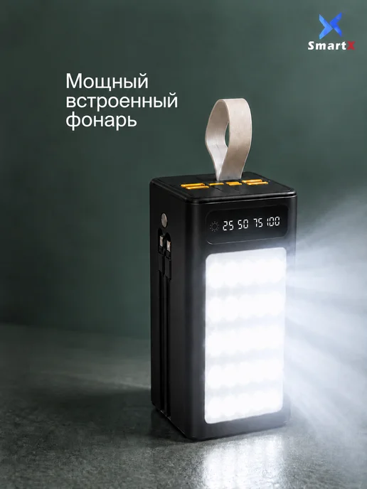 SmartX Внешний аккумулятор 80000 мАч со встроенными кабелями, 80000 мАч, фото 5