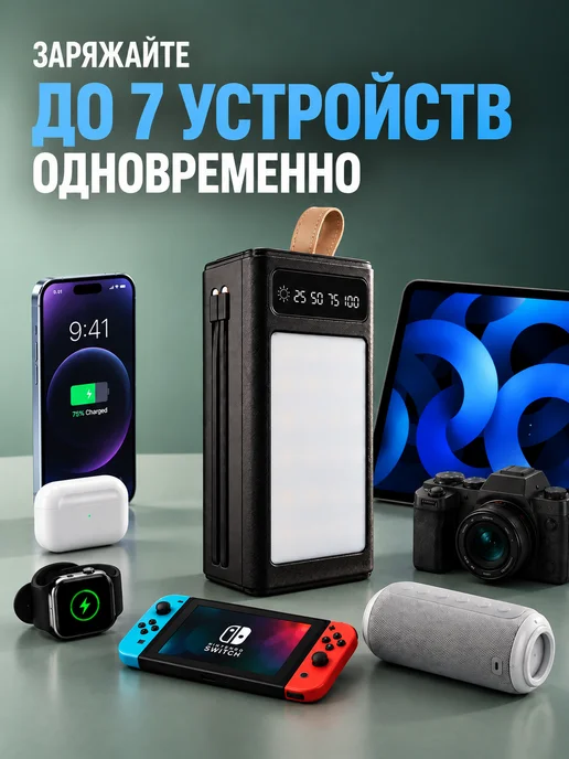 SmartX Внешний аккумулятор 80000 мАч со встроенными кабелями, 80000 мАч, фото 6
