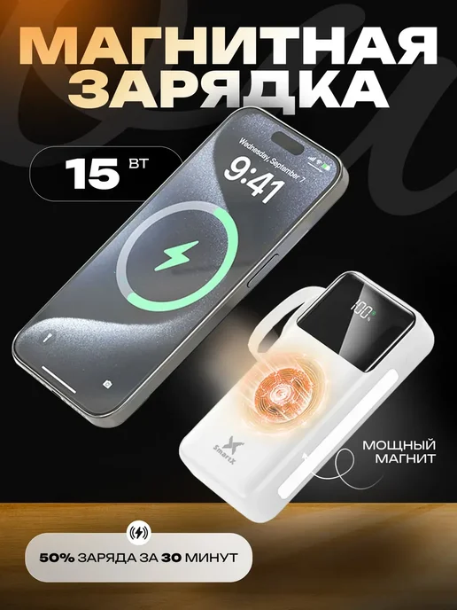 SmartX Внешний аккумулятор 30000 мАч с беспроводной зарядкой, 30000 мАч, фото 4