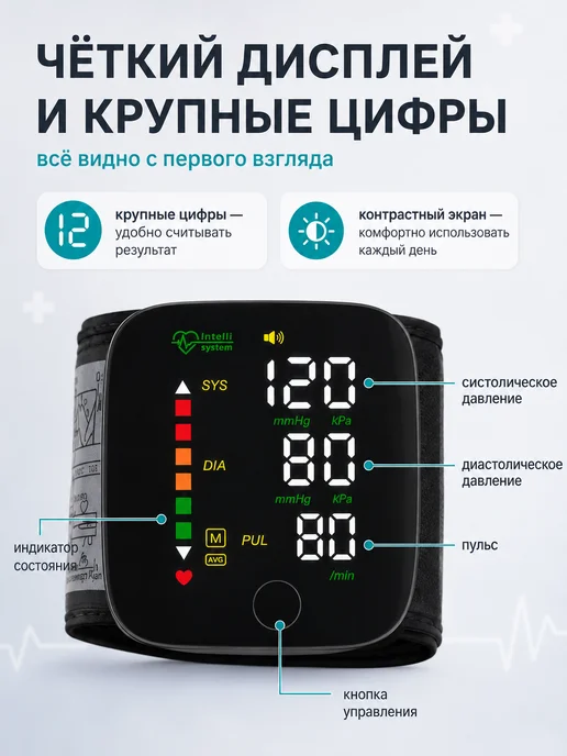 Тонометр для давления на запястье медицинский, черный, фото 5